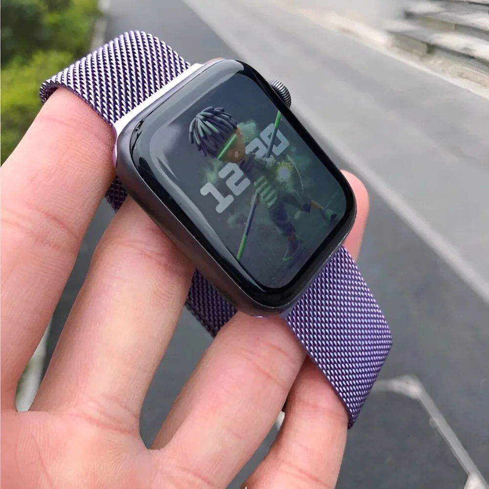 Apple Watch Band Adjustable Milanese Stylish Strap Purple Stainless Band
